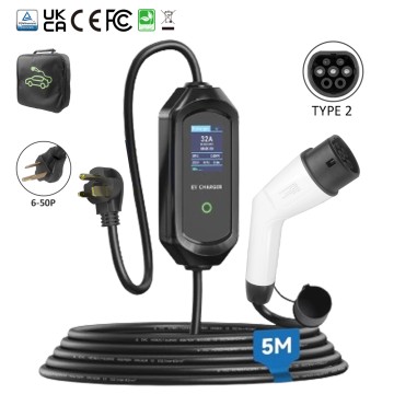 5m Portable Type2 EV Home Charger Cable IEC 62196-2 Type 2 to Schuko Plug