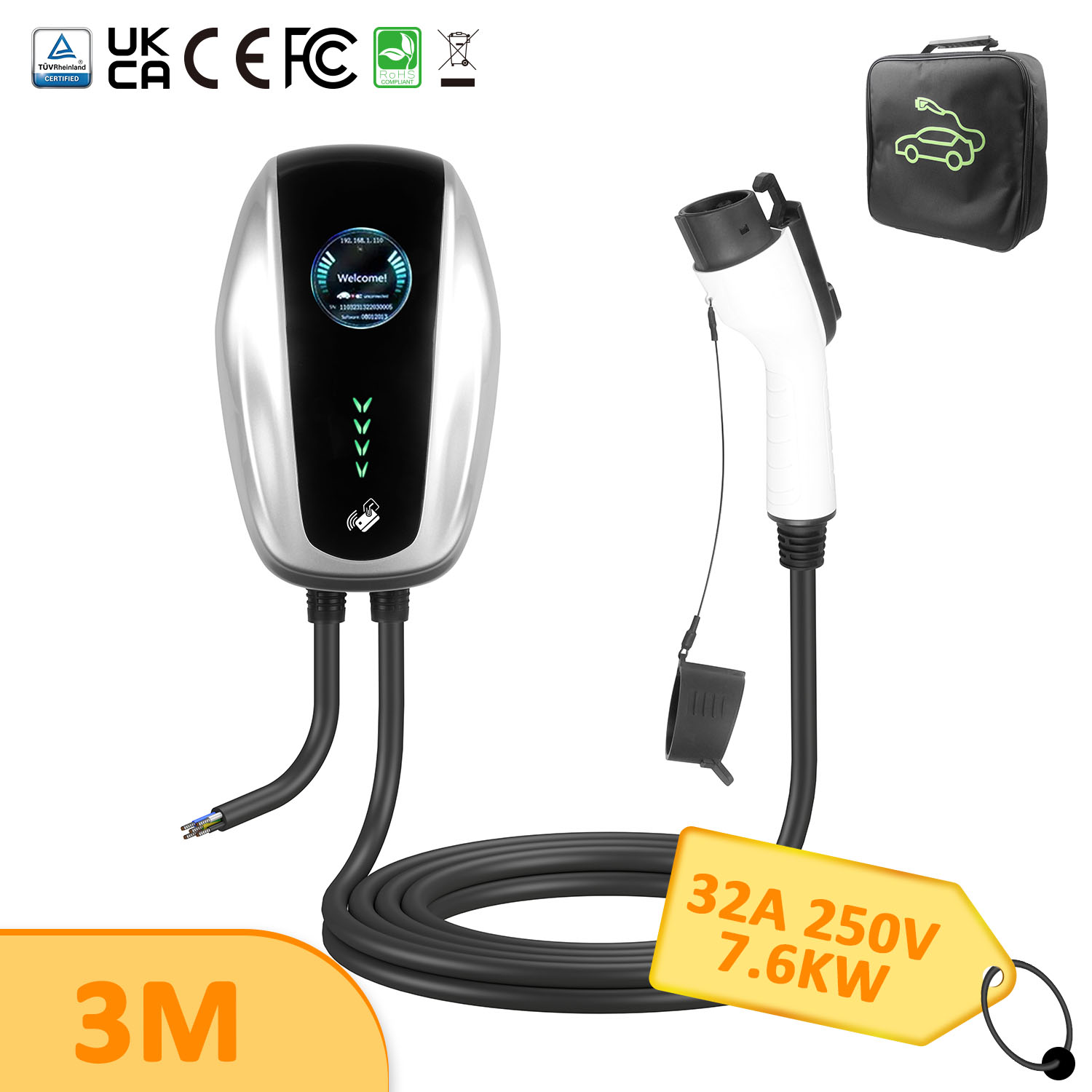 7KW J1772 Wallbox EV Charger Station for Electric Vehicles