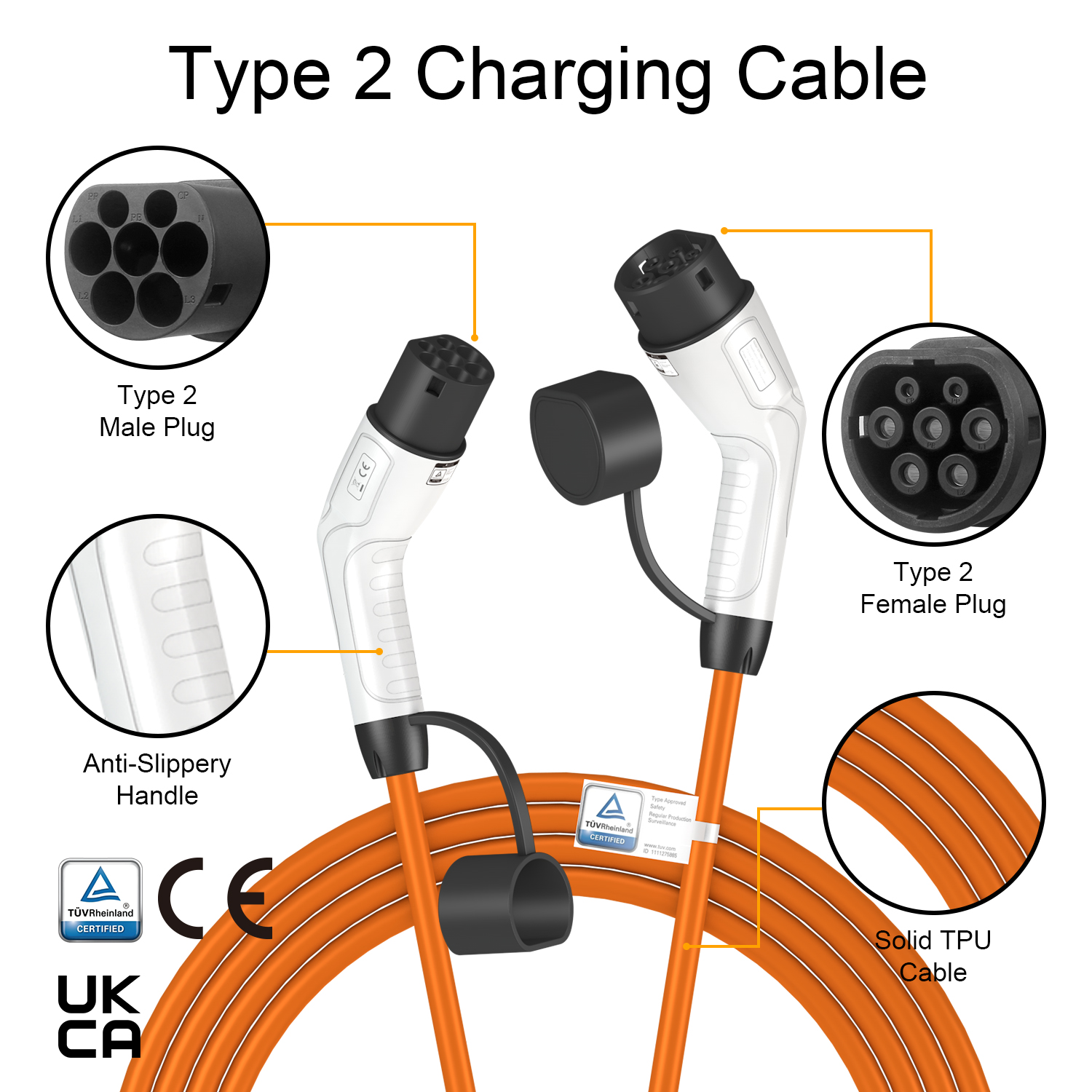 Durable Type 2 EV Charger Cable with Customizable Design