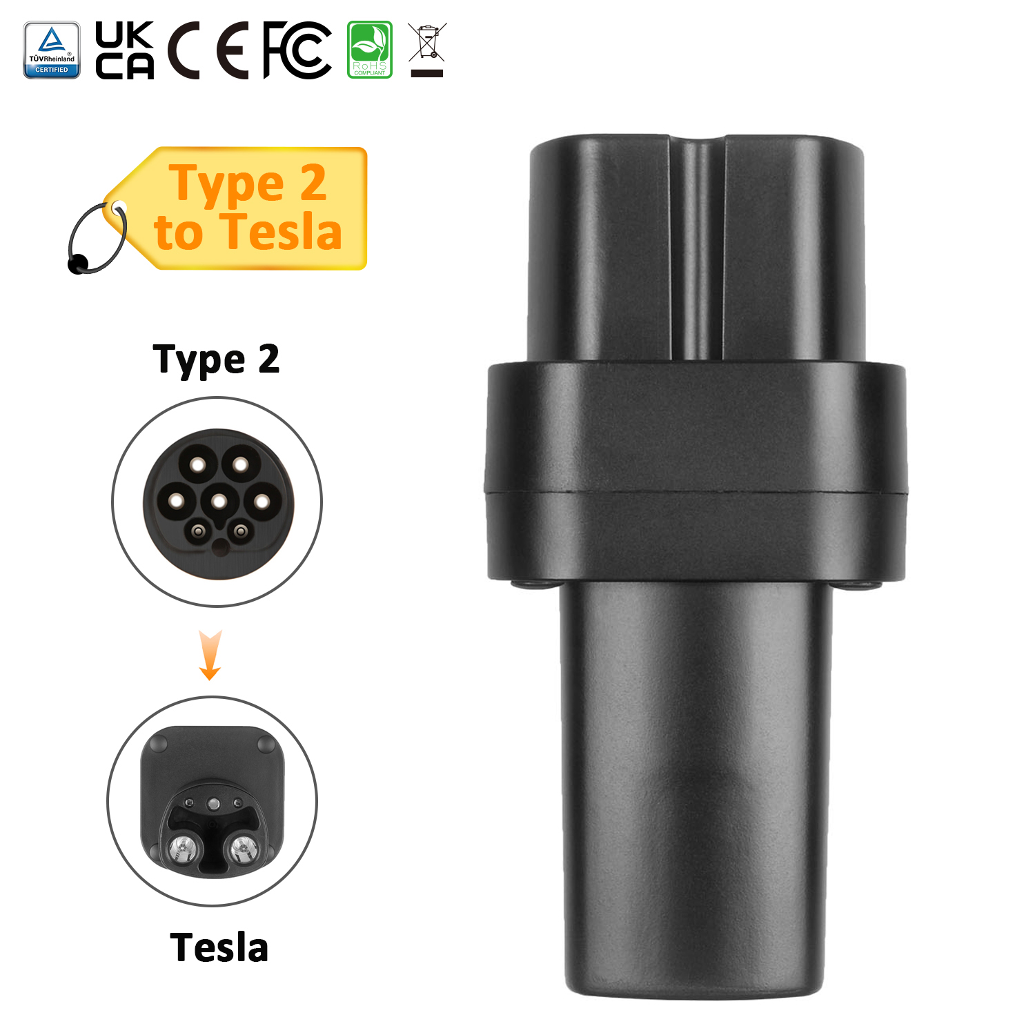 Type 2 to Tesla EV Charger Adapter