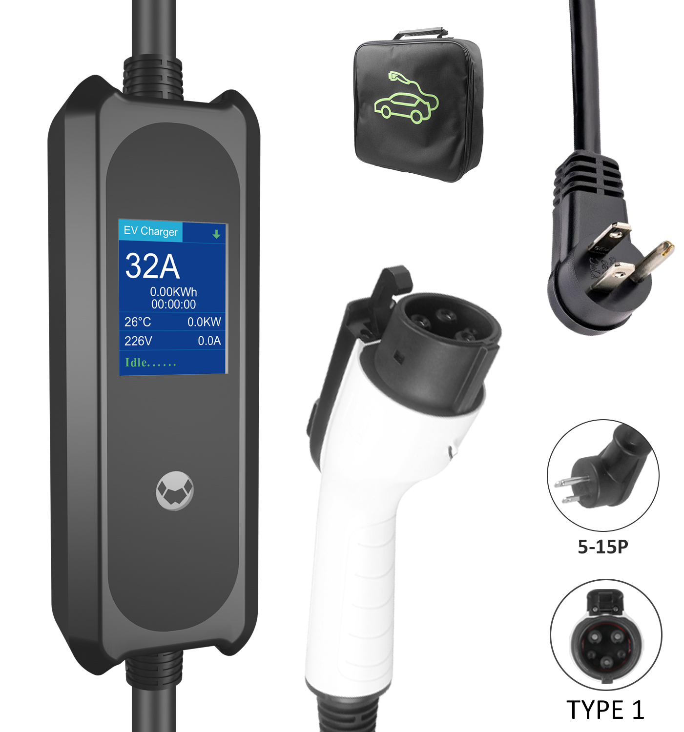 High-Performance Type 1 Portable EV Charger - 3.5KW & 7.6KW Options
