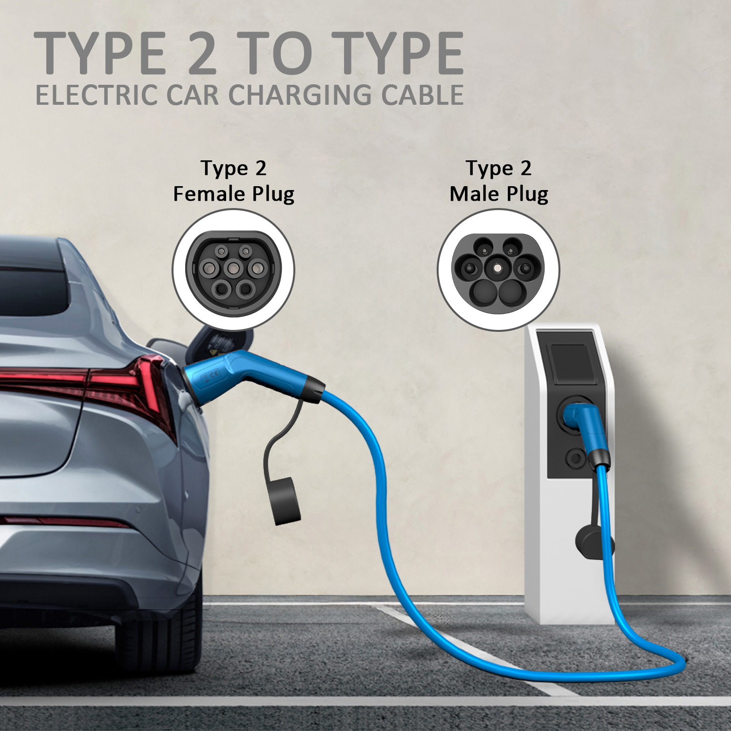 High-Performance Type 2 EV Charger Cable with Customizable Design