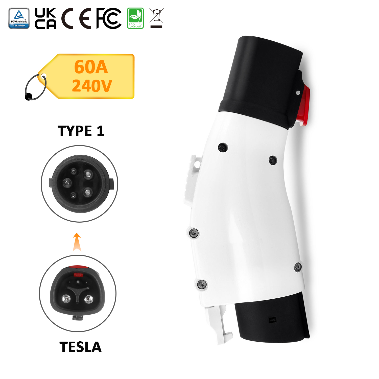 Mobile Connector Tesla to J1772 EV Charger Adapter