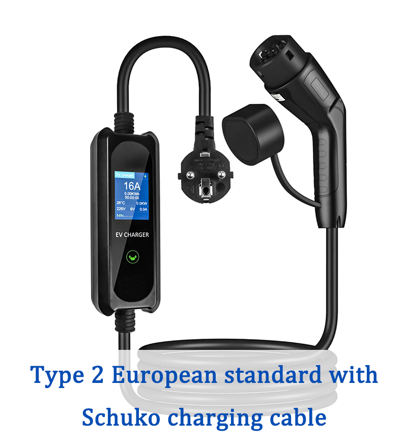 Portable Electric Vehicle Charger Station with Schuko Plug Home Flex Level 2 car