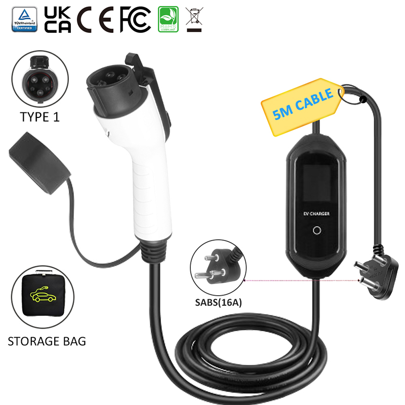 Type 1 J1772 Portable EV Charger with SABS Plug