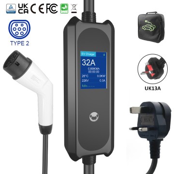 11kW 16A Type 2 Portable EV Charger with LCD and&hellip;