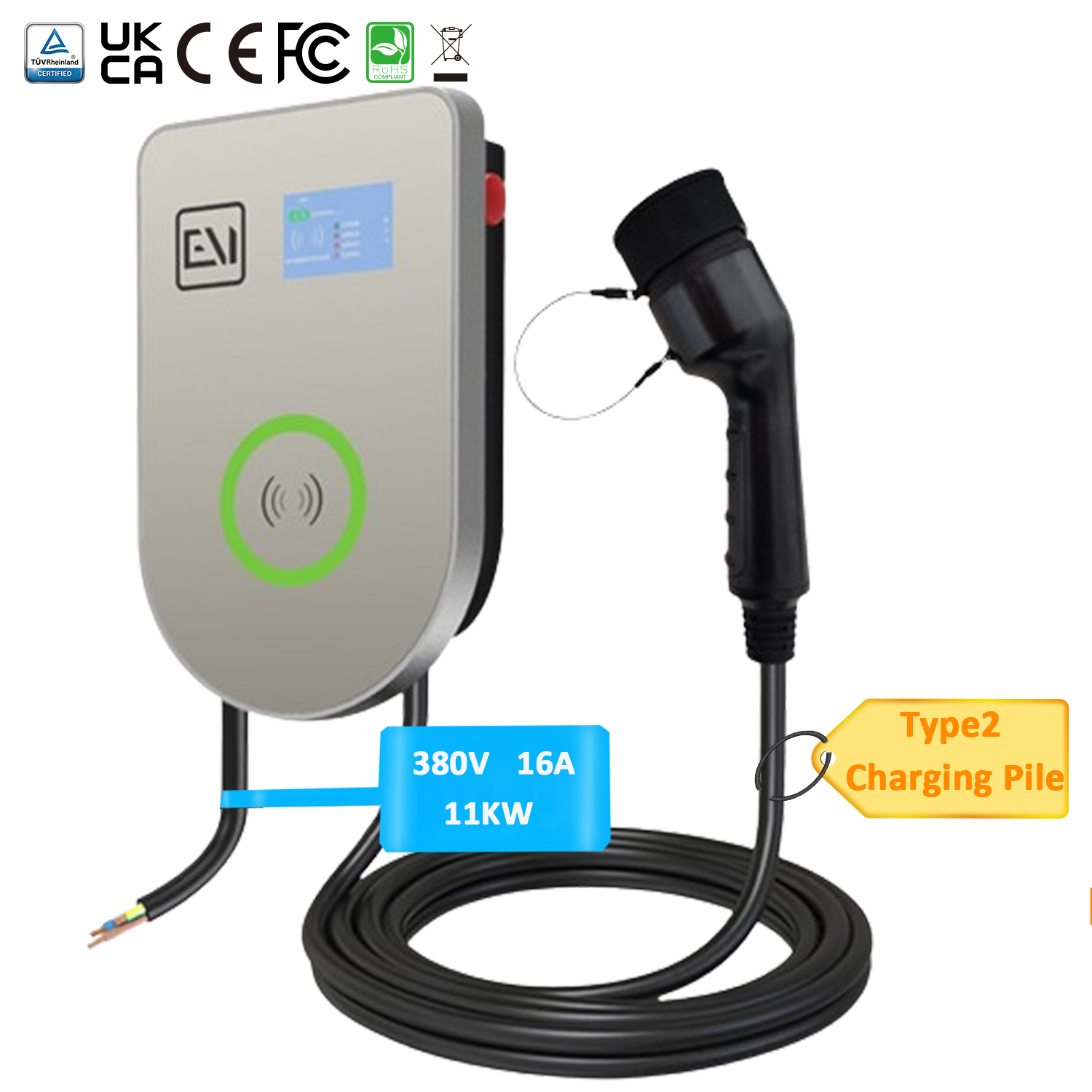 Type 2 Electric Car Charger Pile Wallbox EV Charger Station