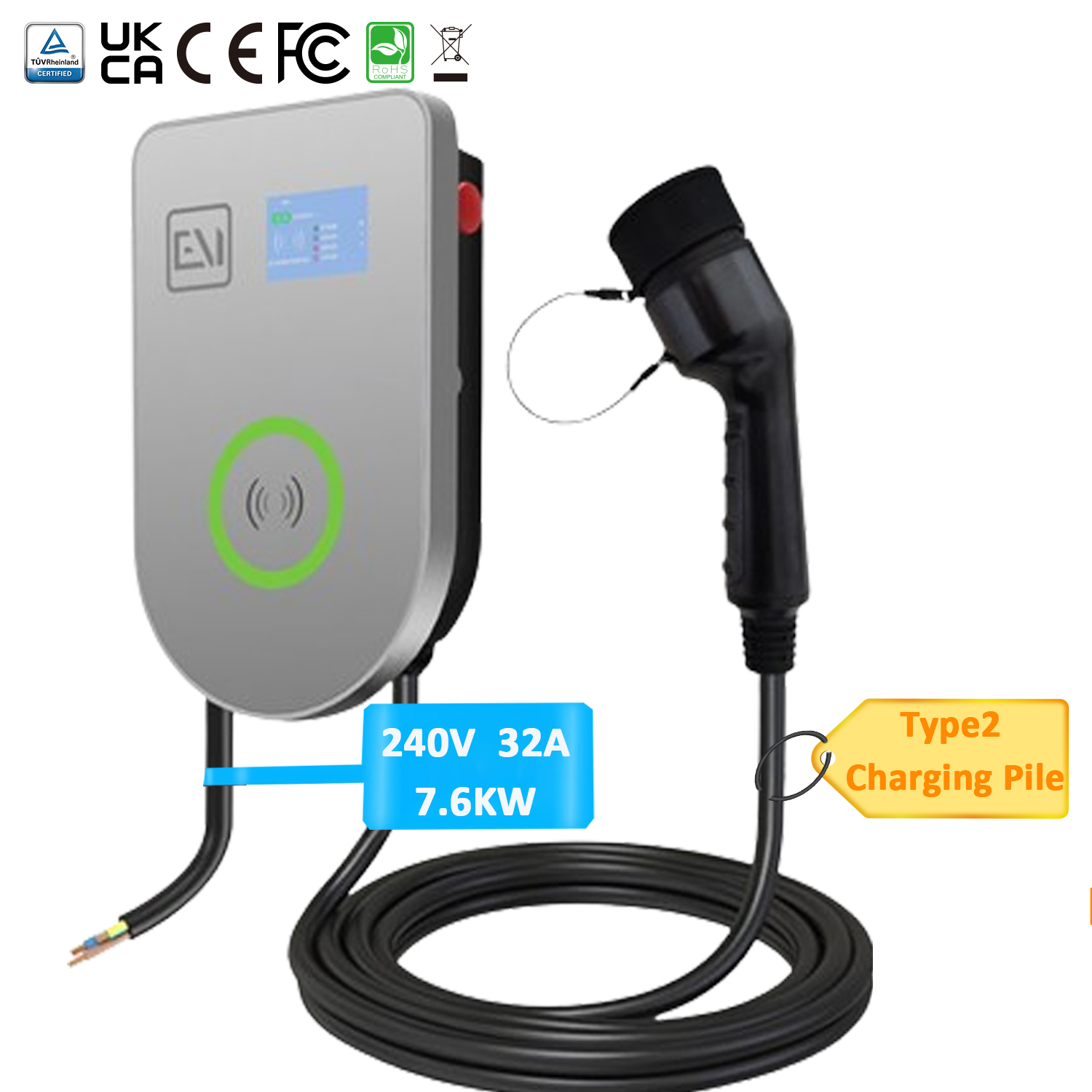 Type 2 Electric Car Charger Pile Wallbox EV Charger Station
