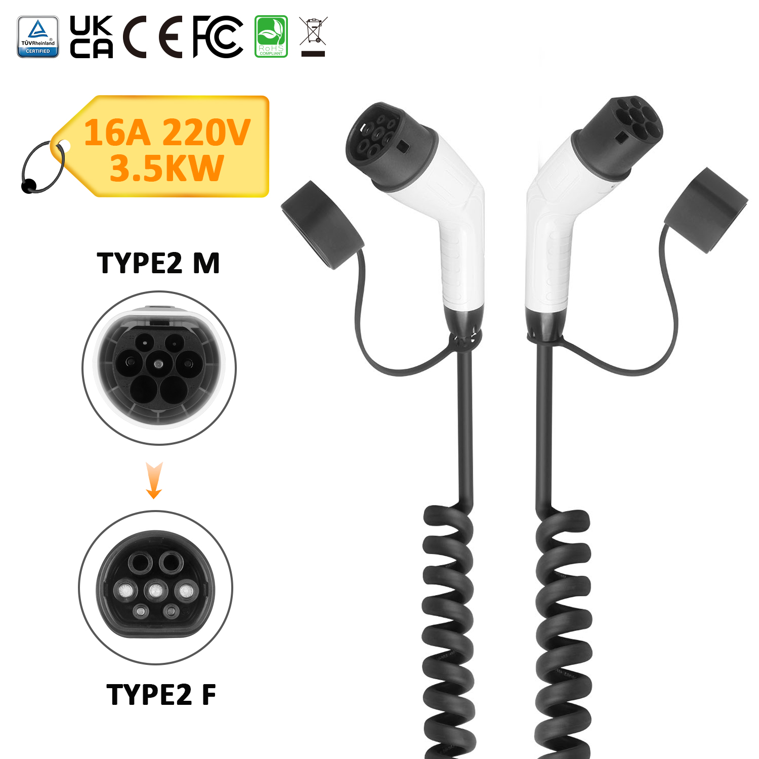 Type 2 EV Charger Cable for Efficient Electric Vehicle Charger