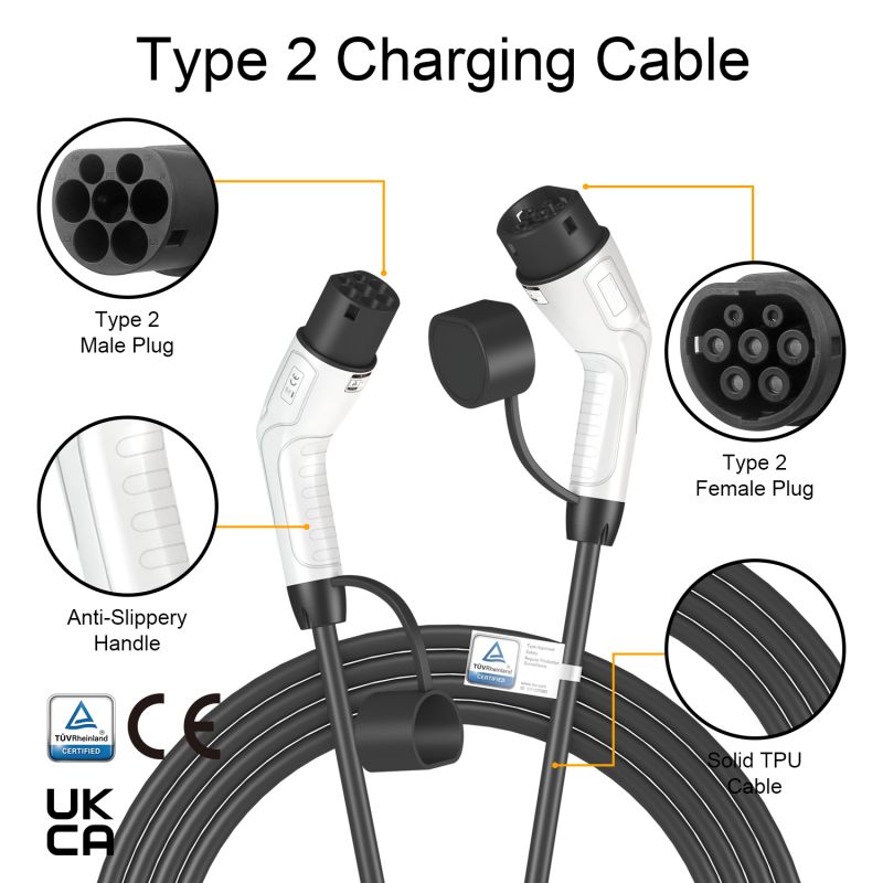 Type 2 EV Charger Cable New Energy Vehicle Parts & Accessories Portable Charger Cable