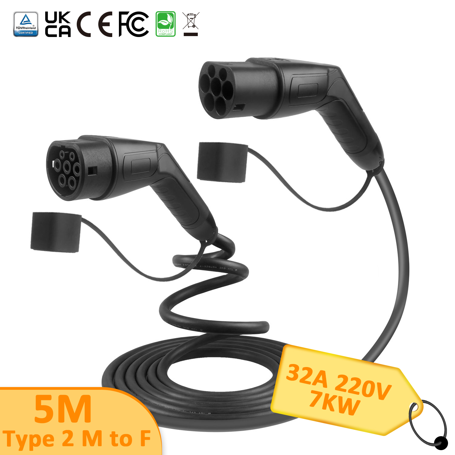 Type 2 Male to Type 2 Female EV Charger Cable