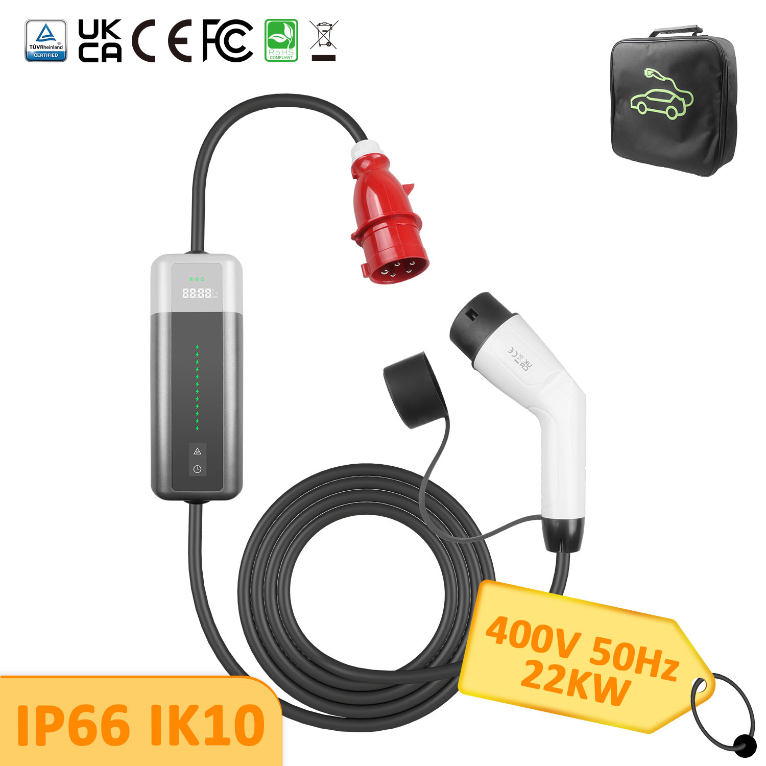 Type 2 Portable EV Charger: 22KW & 11KW for Europe