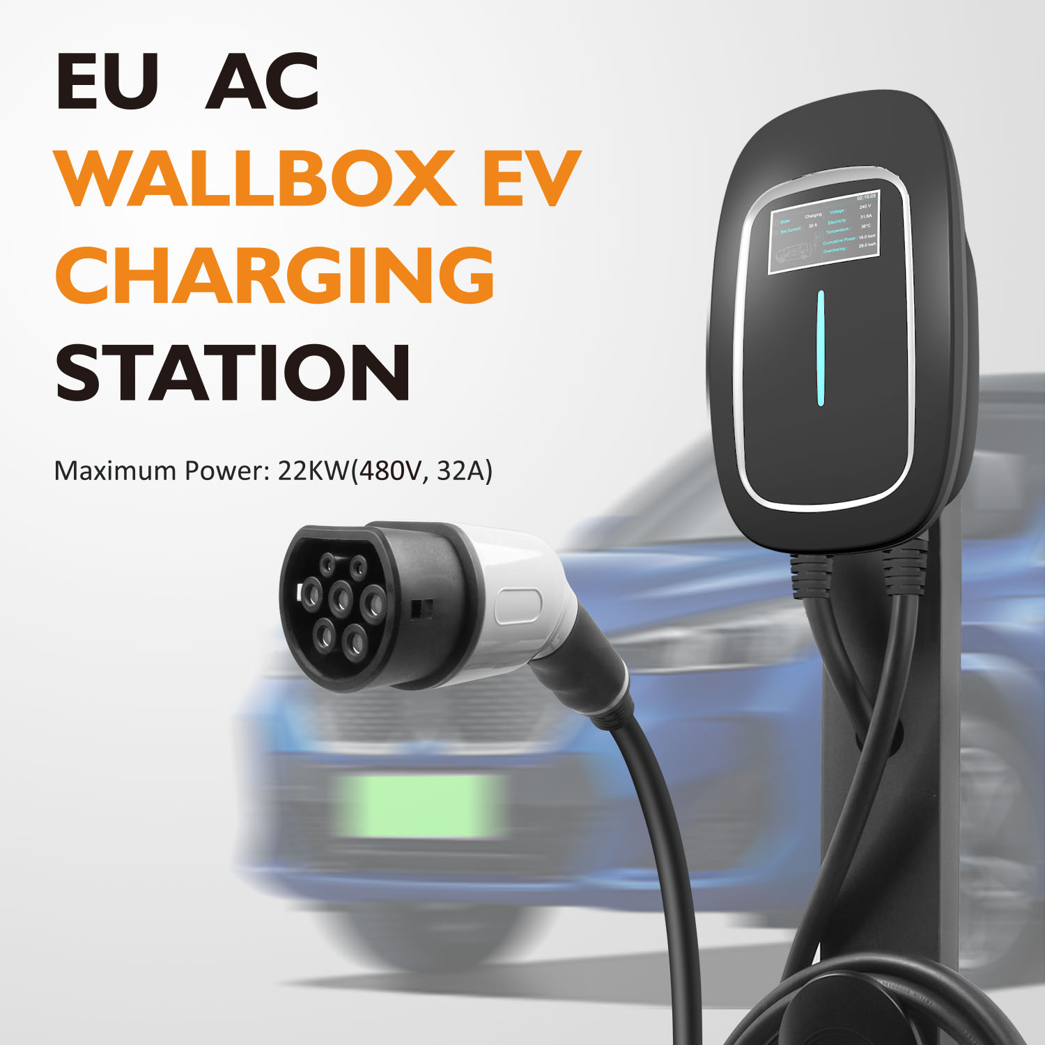 Wall-Mounted EV Charger Station for Electric Vehicles
