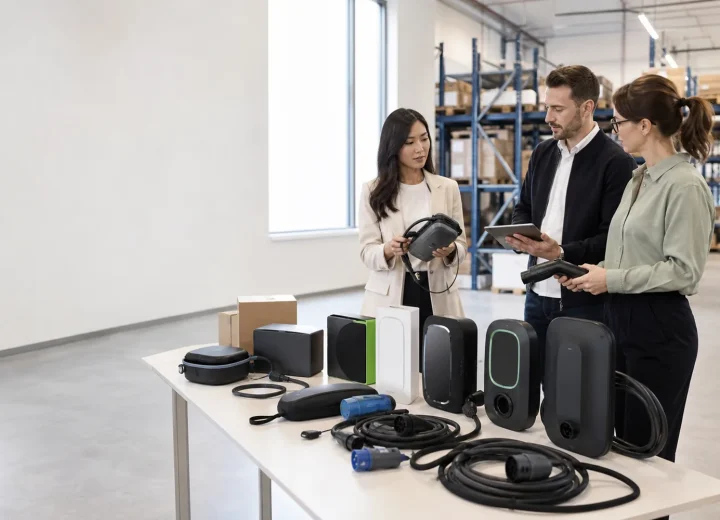 Business team planning an EV charger product range