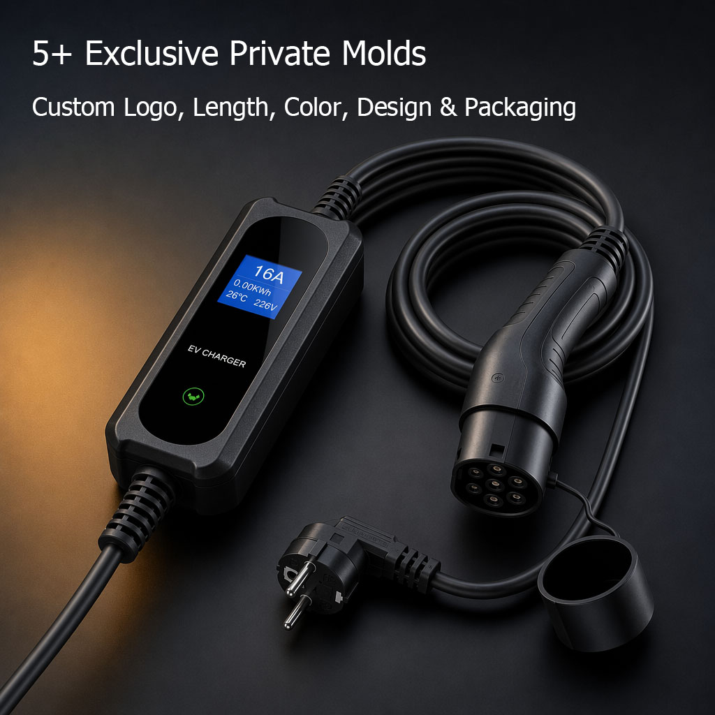 Type 2 to Schuko Plug Portable EV Charger Station