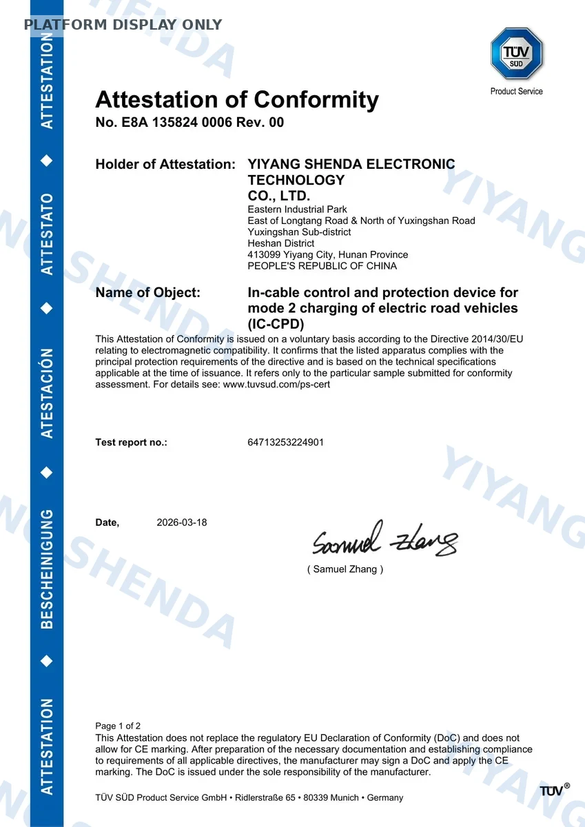 Portable IC-CPD EMC Attestation E8A 135824 0006 certificate document preview